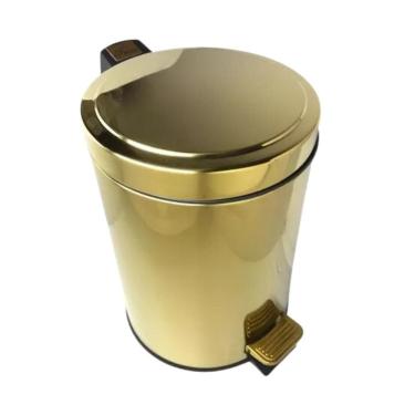 Imagem de Lixeira Dourada Em Aço Inox Para Banheiro Pedal 30L Fineza