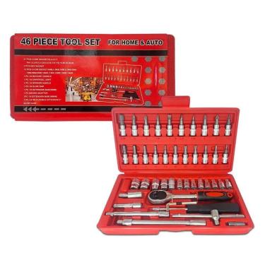 Imagem de Conjunto Chaves Canhão Catraca 46 Peças Profissional