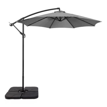 Imagem de Ombrelone Articulado Guarda Sol De Praia Jardim Lateral 3 Metros Grafite Base 60l  RM Decor