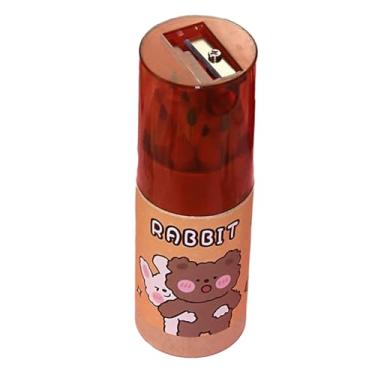 Imagem de Joucien Conjunto de lápis de cor de barril de 12 cores, pintura de graffiti para estudantes, lápis HB de madeira - Urso rabanete laranja - HB