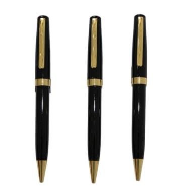 Imagem de Joucien 3 peças - Caneta esferográfica de metal para negócios, escritório, caneta esferográfica rotativa - azul - tipo bala de 0,7 mm