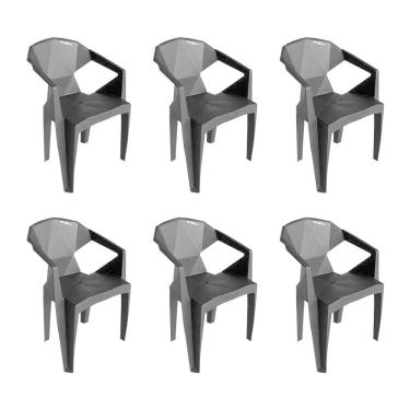 Imagem de Kit 6 Cadeiras New Alegra 3d Preta Preto