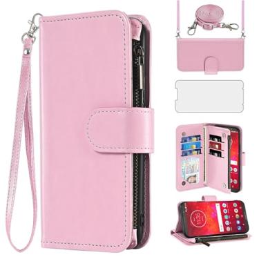 Imagem de Asuwish Capa de celular para Moto Z3 / Z3 Play carteira celular com protetor de tela alça transversal flip zíper suporte para cartão de crédito TPU slot suporte Motorola MotoZ3 Z 3 capa 3 3Z Z3play
