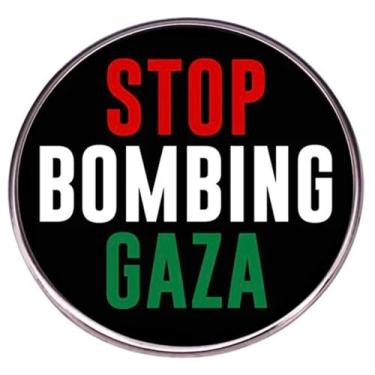 Imagem de Stop Bombing Gaza Free Palestine End the Occupation Bandeira Palestina Direitos Humanos Estado Cisjordânia Jerusalém Oriental Apartheid 3 cm Emblema de broche esmaltado, 1.2 Inches, Esmalte, Esmalte