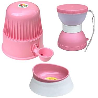 Imagem de Kit Bebedouro Vida Mansa 2 litros + Comedouro 320ml + Lancheira Pet - Cães de pelo longo (Rosa)