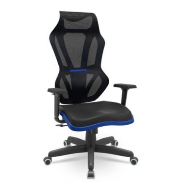 Imagem de Plaxmetal, Cadeira Escritório Presidente Gamer Vizon DZ Plaxmetal Relaxsystem Preta/Azul