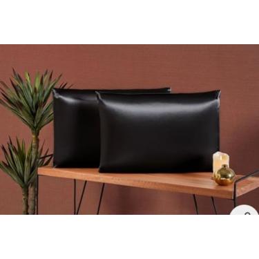 Imagem de 02 Fronha Avulsa Cetim Anti Frizz Macia 50cm x 70cm (preto)