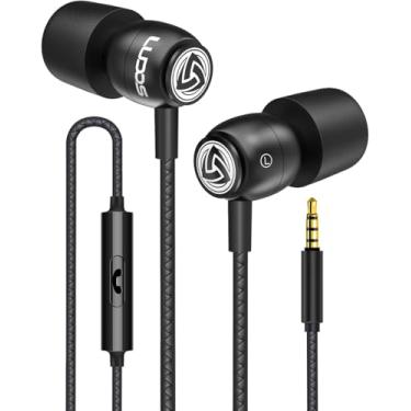 Imagem de LUDOS Fones de ouvido Clamor com fio na orelha, fones de ouvido com isolamento de ruído com microfone, fones de ouvido com microfone e controle de volume, espuma de memória, fones de ouvido baixos compatíveis com iPhone, Apple, iPad, computador – Preto