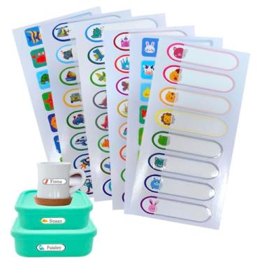 Imagem de Kistreao Etiquetas de nome e garrafa para crianças, Multicolorido, 12 unidades à prova d'água, reutilizáveis para roupas, materiais escolares e adesivos