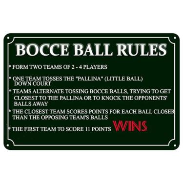Imagem de Bocce Ball Rules Vintage Metal Tin Sign Scoring Rules Poster Wall Decor Bocce Ball Crossing Tin Painting For Bar Pub Kitchen Home Garage Man Cave Shop Placa de arte de parede 30 x 20 cm