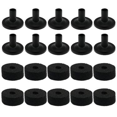 Imagem de ZZHXSM 10 conjuntos de suporte de prato kit de pescador de feltro plástico tambor prato suporte mangas acessórios de bateria, preto