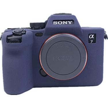 Imagem de BolinUS Capa para A7 IV, capa de silicone macio de borracha ultrafina e leve para Sony Alpha A7 IV A7IV (azul)