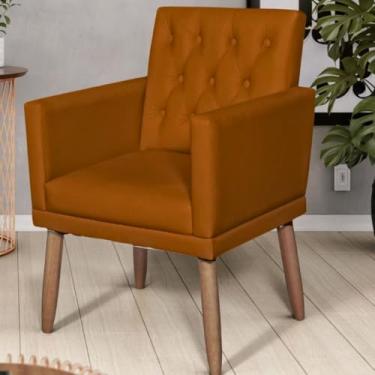 Imagem de Poltrona para Sala de espera Resistente confortável tecido Corino confortável pés de madeira reforçado MOBLAN decor (TERRACOTA)