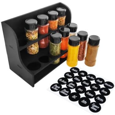 Imagem de Porta Temperos em Madeira com 10 Potes Plásticos