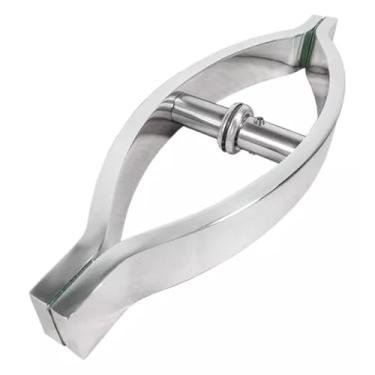 Imagem de Puxador Space para Porta de Vidro/Box - 1 Furo Barra Chata Maciça Curvo com 30cm