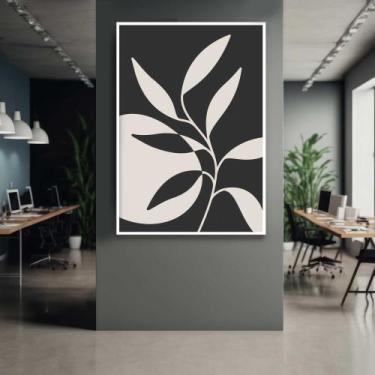 Imagem de Quadro com Moldura 90x60 Abstrato Planta Preto branco Decorativo Grand