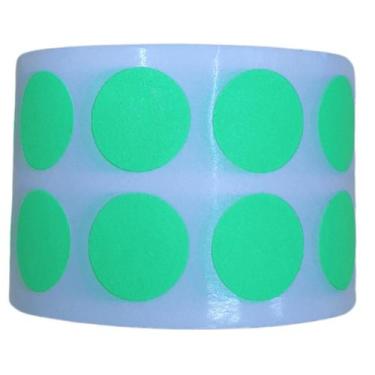 Imagem de Etiqueta Adesiva Bolinha Colorida Verde Fluorescente 15mm 1,5cm Rolo C