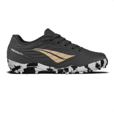 Imagem de Chuteira Penalty Infantil Matis Kids XXI Society, Preto, Dourado, 36