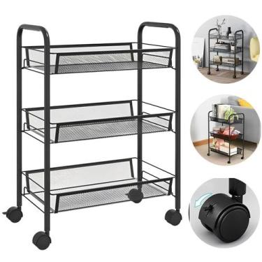 Imagem de Carrinho Organizador Com Roda Fruteira 3 Cestas Chão Cozinha - Kadê