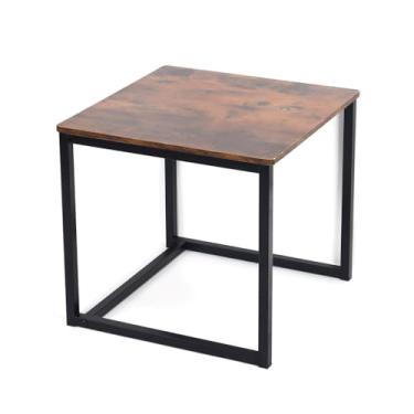 Imagem de BAOYOUNI Mesa lateral quadrada de 50 cm mesa de cabeceira de madeira com moldura preta para sala de estar, quarto, escritório - fácil de montar