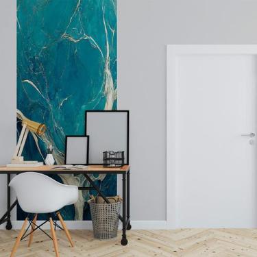 Imagem de Papel de Parede Painel 3D Mármore Branco Azul Claro 1M Revestimento Au