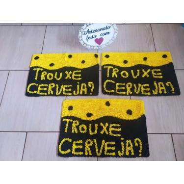 Imagem de Tapete Frufru 1 Peças Para Porta Trouxe Cerveja Fundo algodão cru - VA