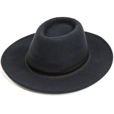 Imagem de Chapéu Fedora Gangster Preto Unissex - Aba Longa  Chapelaria Vintage, 