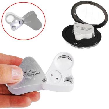 Imagem de Lupa Conta Fio 30x 60x Lente Dupla LED Branco Portátil Profissional Re