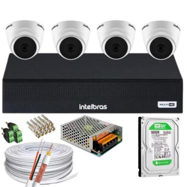 Imagem de Kit 4 Câmera 1220D mic intelbras Com Áudio dvr 1004-c C/hd 500gb