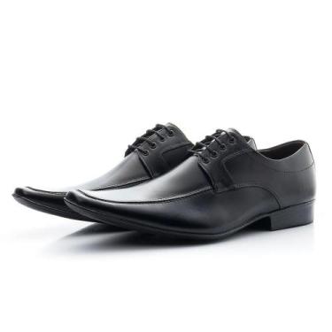 Imagem de Sapato Social Masculino Couro Cadarço Bico Fino Conforto - Rubim Calça