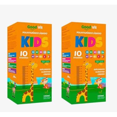 Imagem de Kit 2 Polivitamínico Kids 10 Vitaminas 240ml. Good Vit