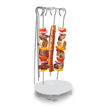 Imagem de espetos de kebab de aço inoxidável,Espetos de churrasco e conjunto de rack, assador Rotisserie, espeto vertical para churrasqueira para espetinhos em churrasqueiras a carvão, churrasqueiras a gás e c