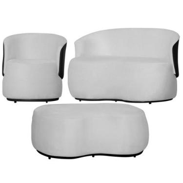 Imagem de Kit 1 Poltrona 1 Namoradeira e 1 Puff Grande Decorativo Estilo Orgânic