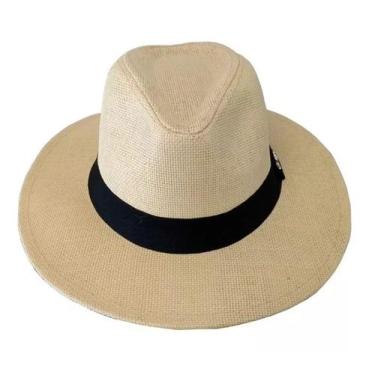 Imagem de Chapéu Estilo Panamá Aba Larga Casual Praia Unissex 58 - Genérica, Beg