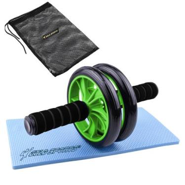 Imagem de O Kit Roda Abdominal Dupla Gold Sports Exercise Pro - 2 rodas 1 Tapete