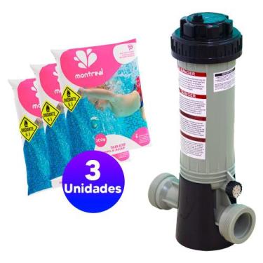 Imagem de Kit Dosador De Cloro Crostec 1,9 Kg E Pastilhas Montreal