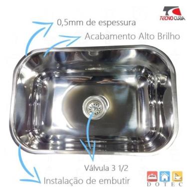 Imagem de Cuba inox n1 46x30x17cm 430 tecnocuba valvula e sifao