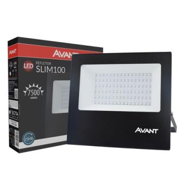 Imagem de Refletor Holofote Led 100w Slim Branco Frio 6500k Ip65 Avant Cor Da Lu