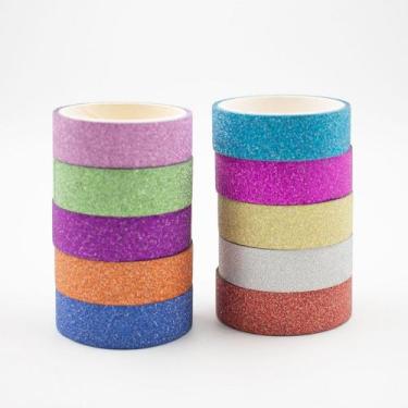 Imagem de Kit C/50 Fita Adesiva Decorativa C/ Glitter Fseta - Sortido - PL
