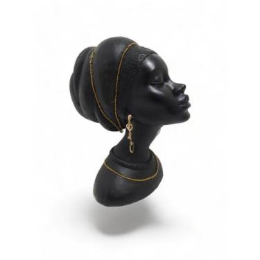 Imagem de Busto Africana rosto Estatueta 25cm em Resina decoração matriz importa