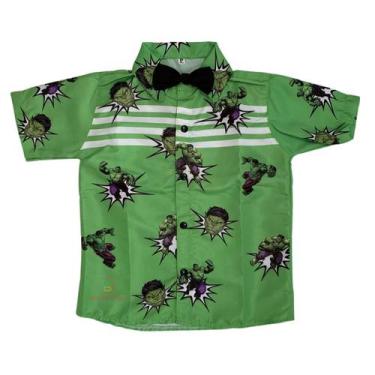 Imagem de Camisa Infantil Temática Hulk Verde e Gravata - Pequenos Encantos Baby