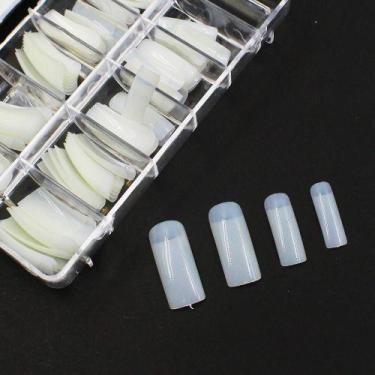 Imagem de Tips natural quadrada cx 100un postiças manicure unhas - MIX DA JO