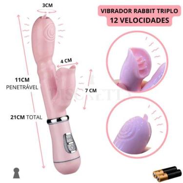 Imagem de Vibrador Ponto G Rabbit Anal Estimulação Dupla Clitoriano Luxo - Discr