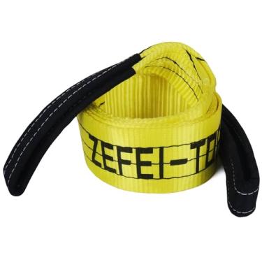 Imagem de ZEFEI-TOP Alça de reboque, 7,6 cm x 2,5 m - 13,6 kg de resistência à ruptura de árvores, corda de reboque resistente com laços reforçados para veículos de reboque de emergência, barcos, jet ski,