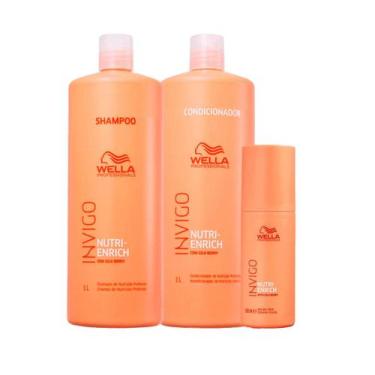 Imagem de Kit Shampoo e Cond. 1L + Leave-in Wonder Balm Nutri-Enrich - Wella Pro