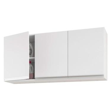 Imagem de Armário De Parede área De Serviço E Lavanderia 120cm Com 03 Portas 100% Mdf Branco - Abmaza
