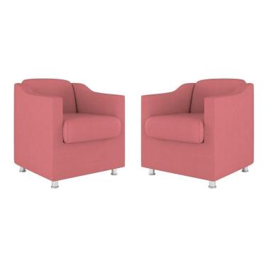 Imagem de Kit 02 Cadeiras Poltronas Decorativas Recepção Clinica Suede Cor:rosa