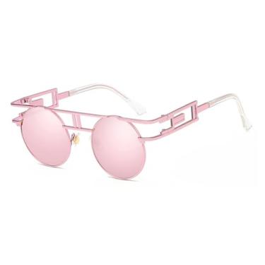 Imagem de JRLLFD Óculos de sol vintage steampunk femininos, óculos de sol redondos steam punk para homens UV400,9, tamanho único