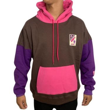 Imagem de Moletom Baw Over Colorblock Sport Vintage  Marrom/ Rosa/ Roxo GG-Unissex