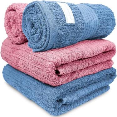 Imagem de Jogo toalha de banho gigante 4 peças fio penteado - buddemeyer,  Rosa 